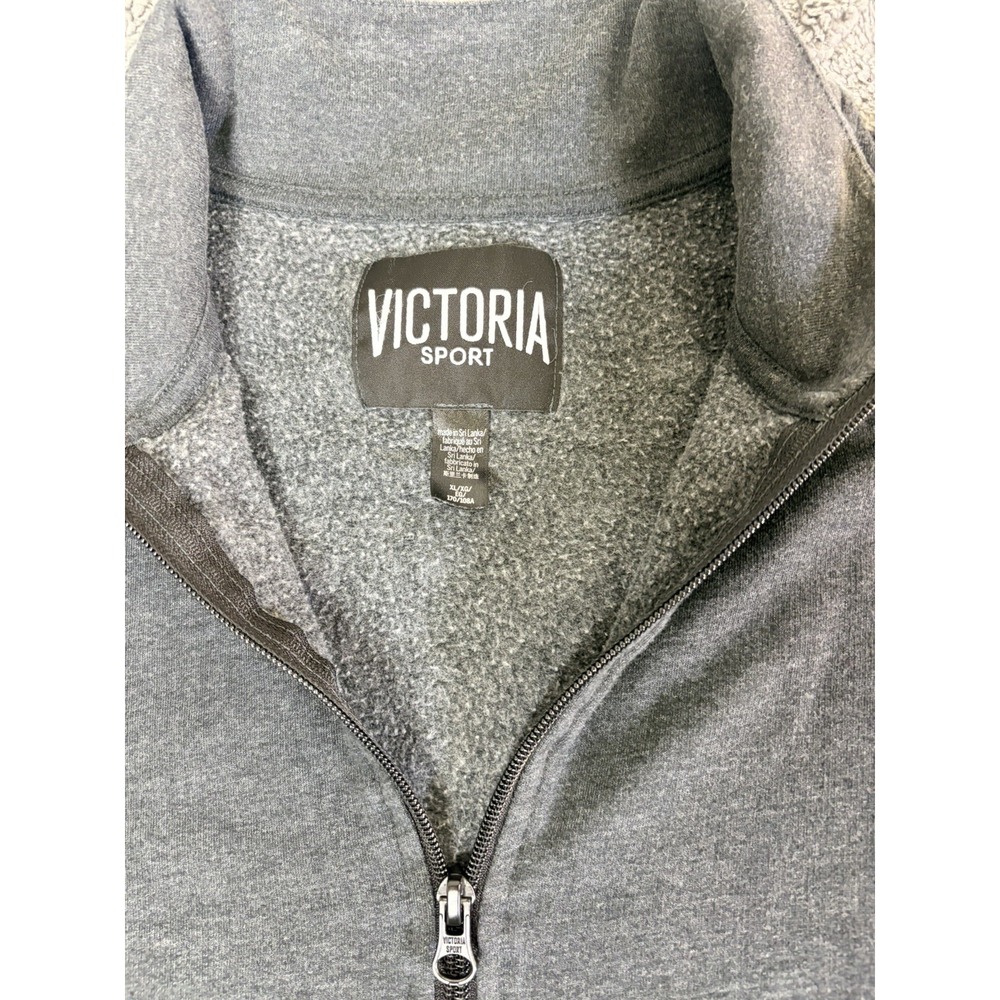 Women's Grey Victoria's Secret 'Victoria Sport' Quarter Zip Sweater size XL - Picture 3 of 6